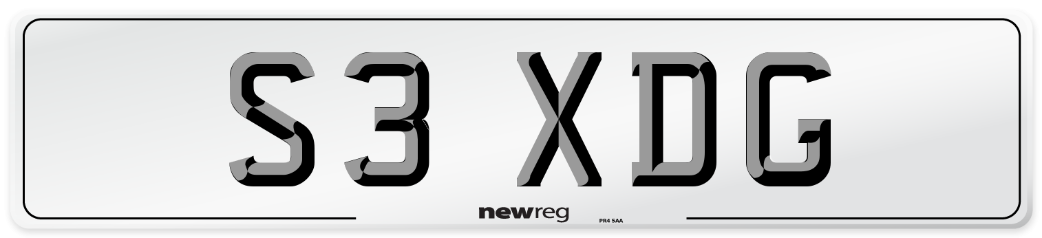 S3 XDG Number Plate from New Reg